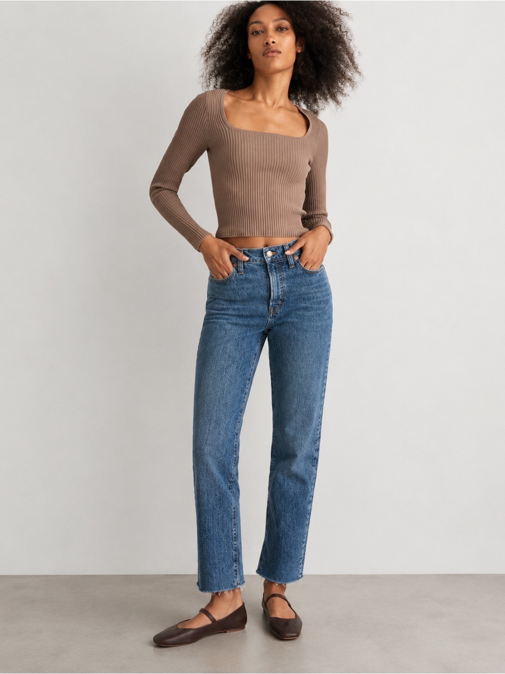 Madewell The Perfect Vintage Jeans High Rise Straight Leg Medium Wash Raw Hem